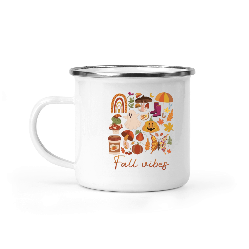 Retro Boho Fall Vibes Camping Mug