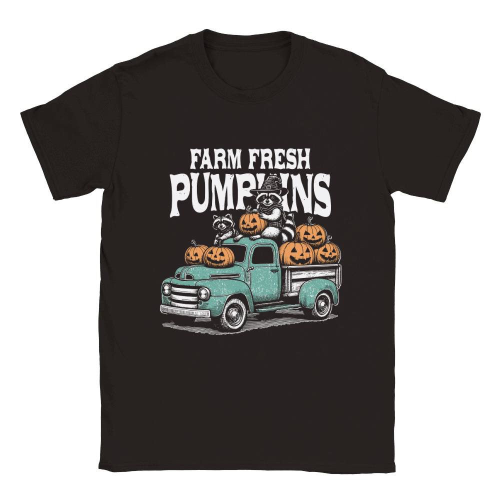 Farm fresh pumpkins Raccoon D Color Classic Kids Crewneck T-shirt