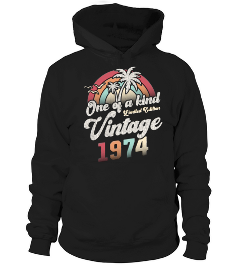 Vintage 1974 Birthday Palm Trees Hoodie Unisex