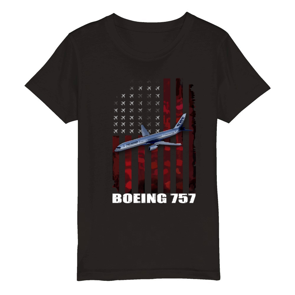 757 American Flag Organic Kids Crewneck T-shirt