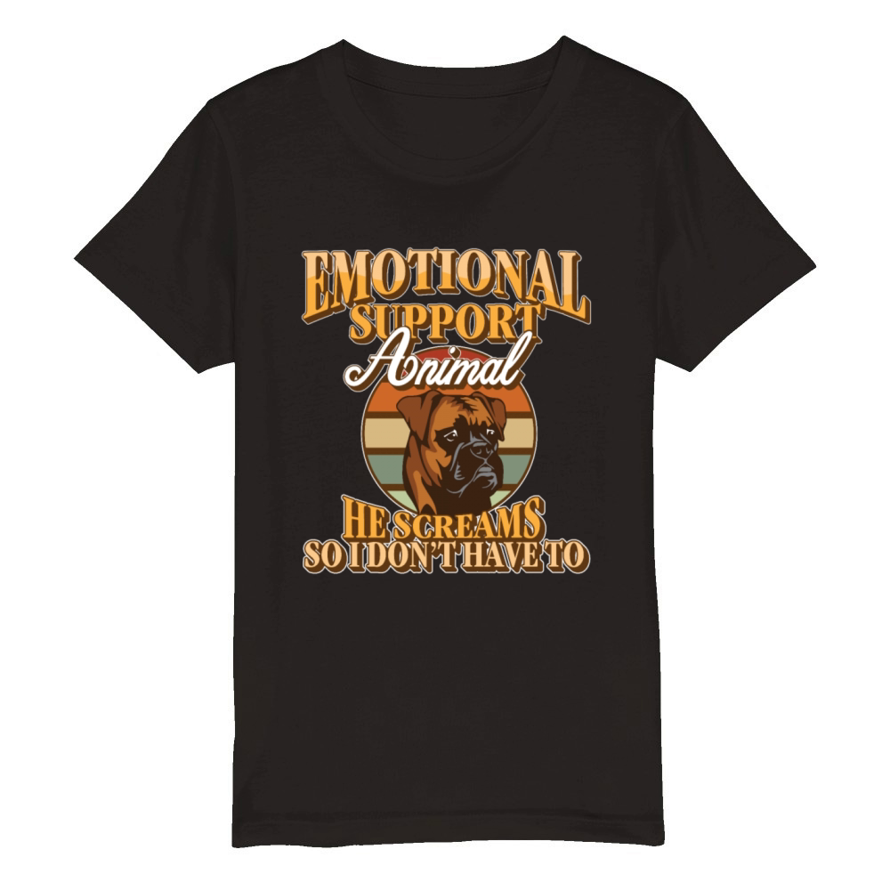 Emotional Support Animal He Screams Bulldog Organic Kids Crewneck T-shirt