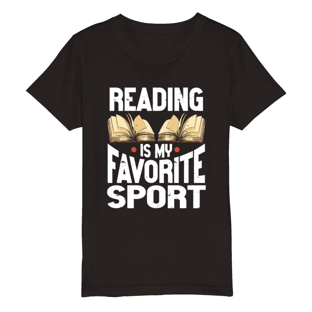 Reading Is My Favorite Sport Bookworm Organic Kids Crewneck T-shirt