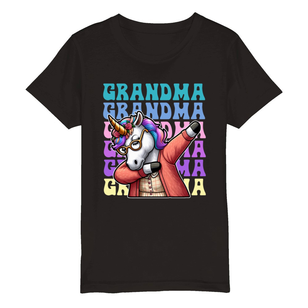 Vintage Grandma Unicorn Organic Kids Crewneck T-shirt