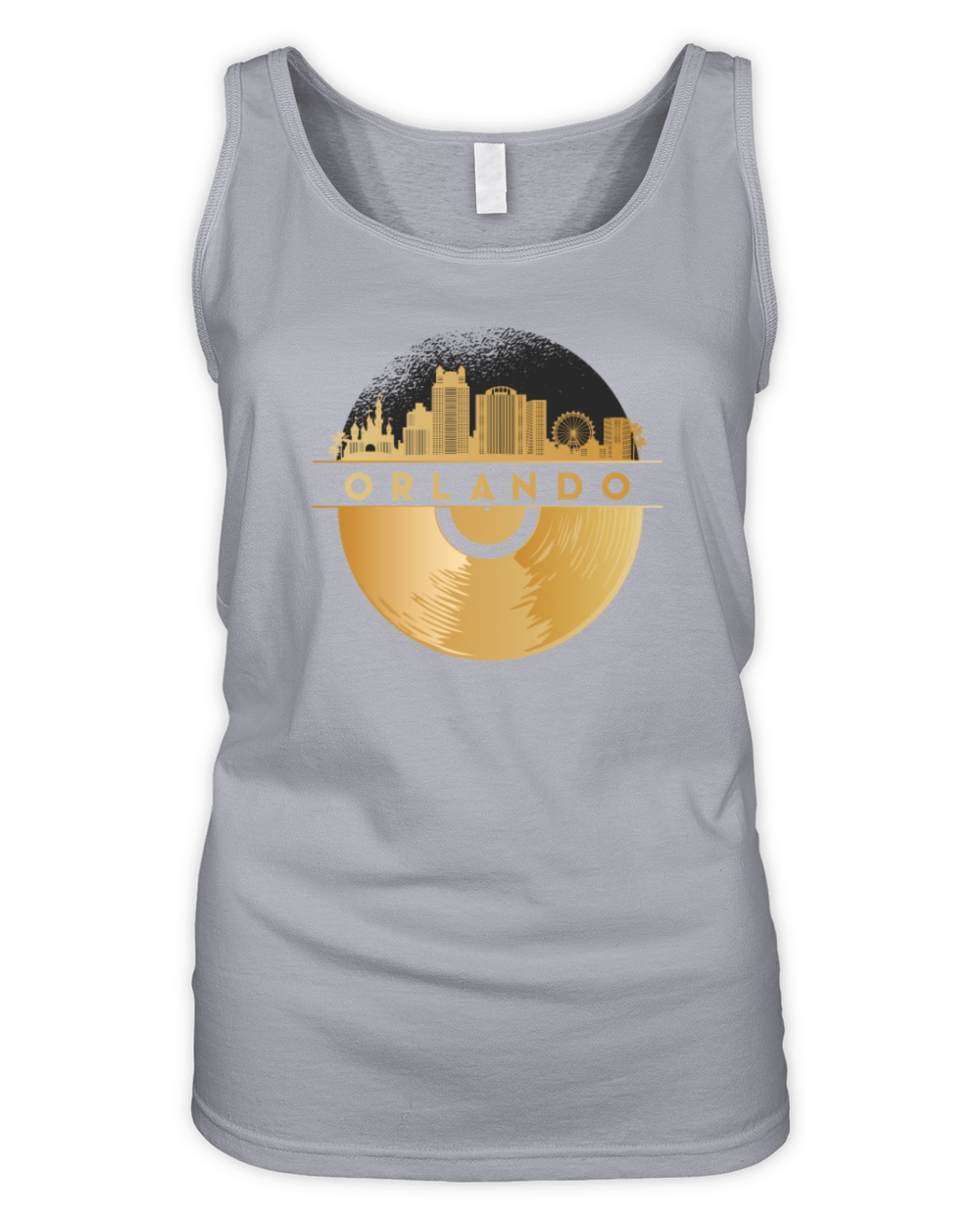 Vinyl-Record-Player Disco-Music Skyline-Orlando Organic Women's Tank Top