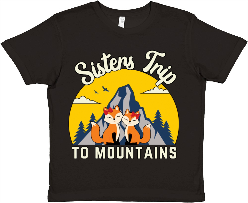 Sisters Mountain Trip Hiking Fox T-Shirt gift Premium Kids Crewneck T-shirt