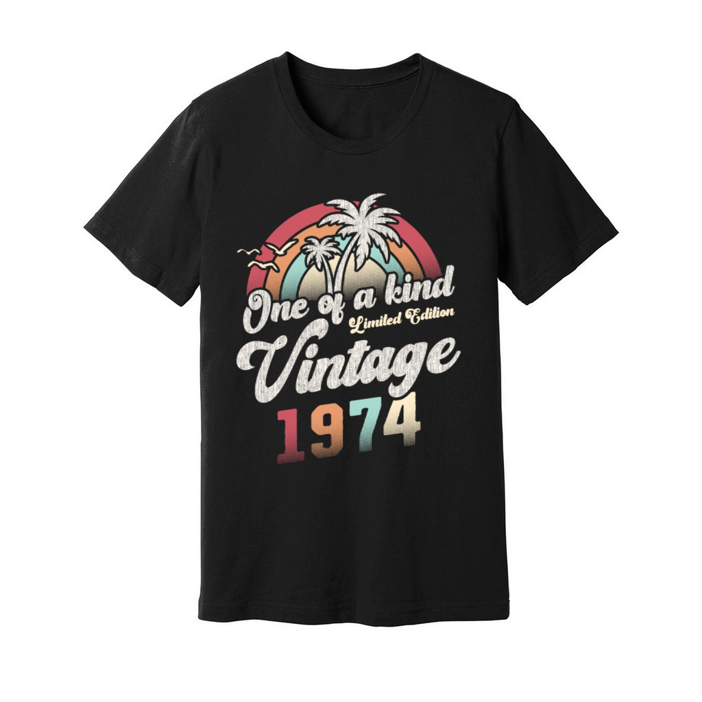 Vintage 1974 Birthday Palm Trees Unisex Jersey Tee