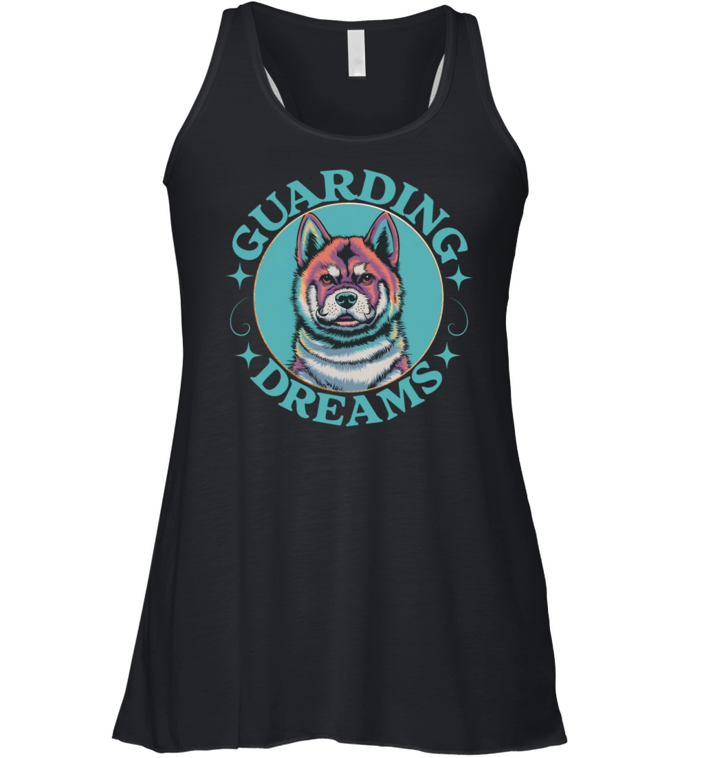 Akita dog colorful mustache Women's Flowy Tank Top