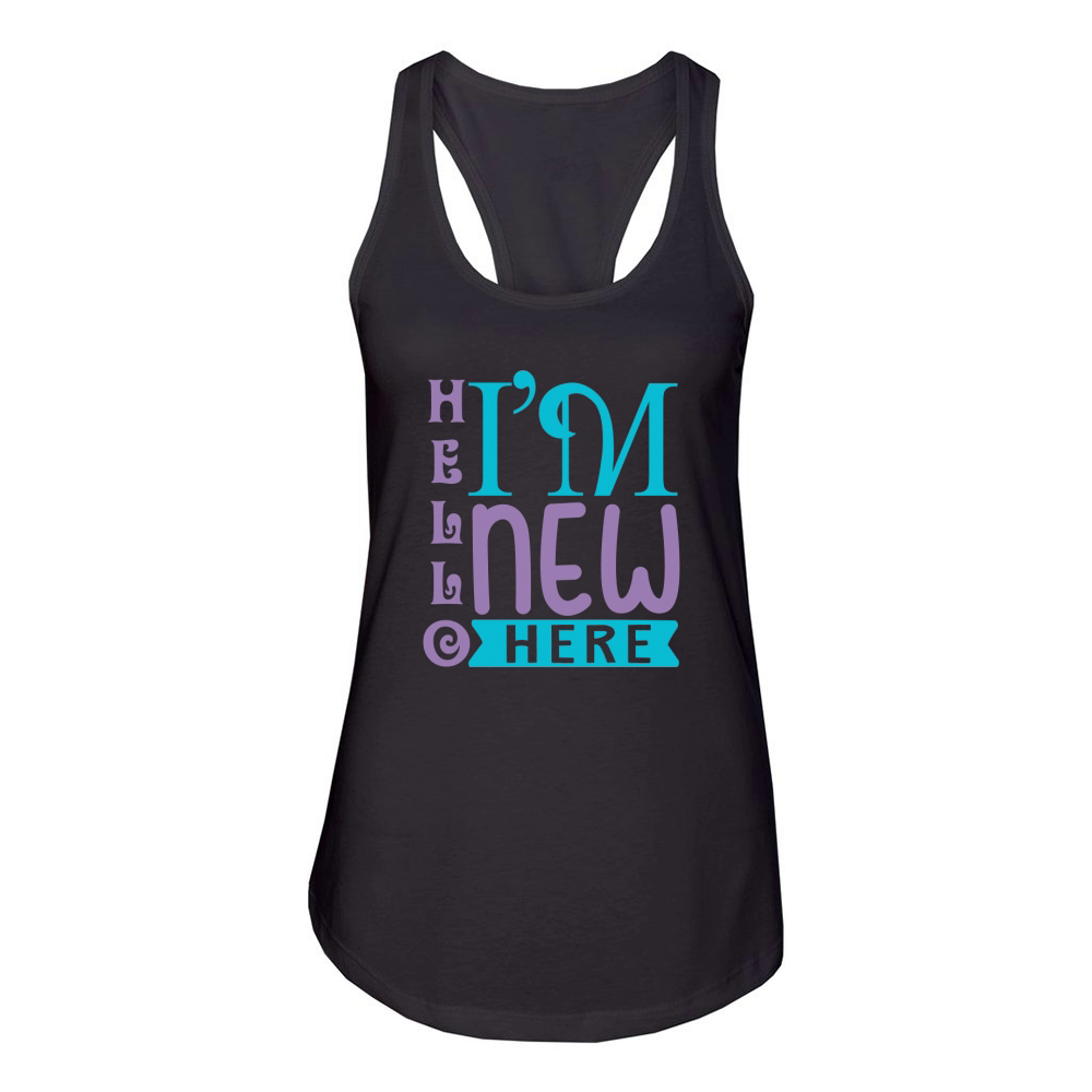 Hello im new here Women's Racerback Tank
