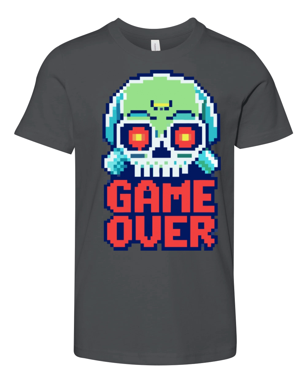 game over skull pixel Youth Unisex Jersey Tee