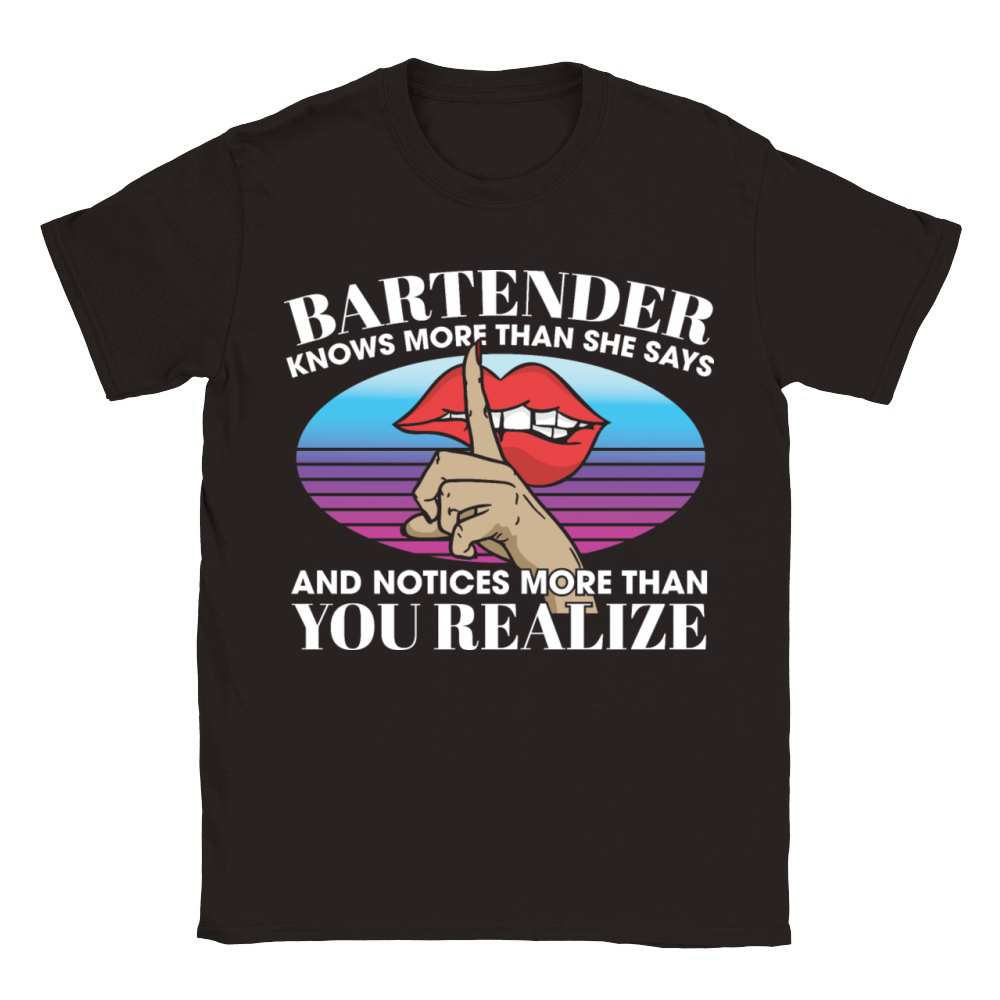 Bartender Knows More Than She Says Notices More Classic Kids Crewneck T-shirt