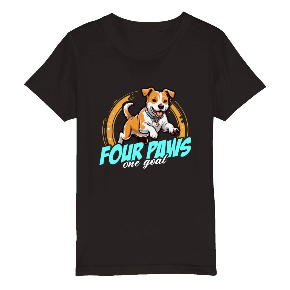 Dog Agility Training Four Paws One Goal Dog Owner Organic Kids Crewneck T-shirt