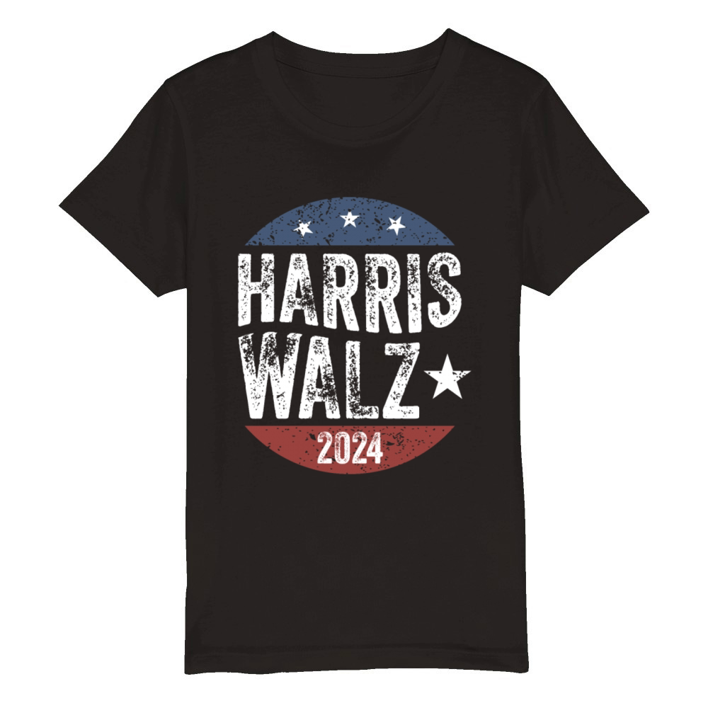 Harris Walz Waltz 2024 Retro Vintage Organic Kids Crewneck T-shirt