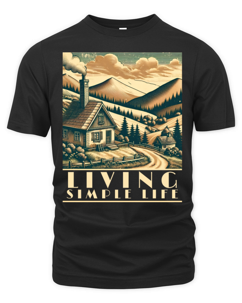 Cozy Cottage Retro Art Organic Unisex T-shirt
