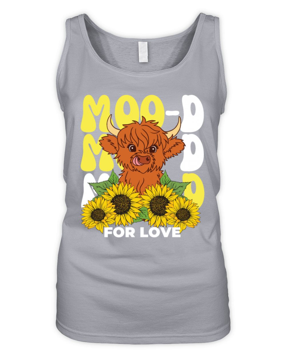 Moo-d for love funny cow sunflower shirt gift Organic Women's Tank Top