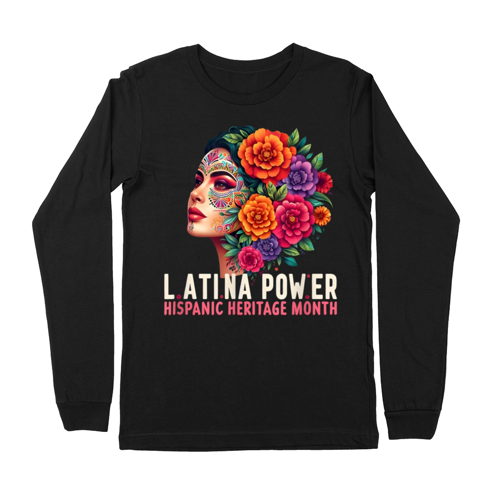 Latina Power Hispanic Heritage Month Flowers Women Premium Long Sleeve