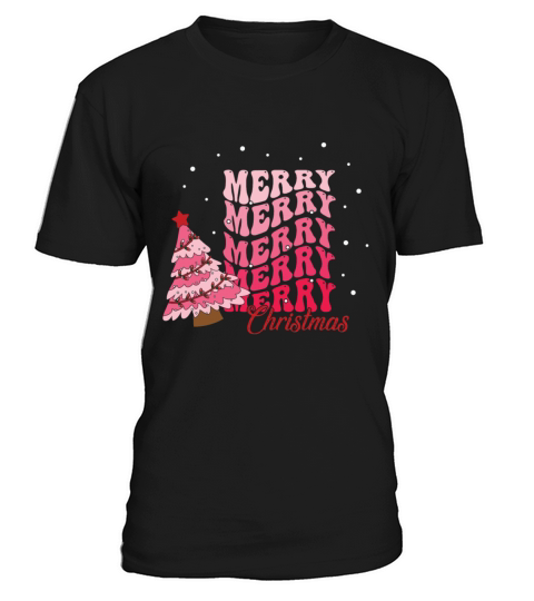 Retro Pink Merry Christmas T-Shirt Unisex
