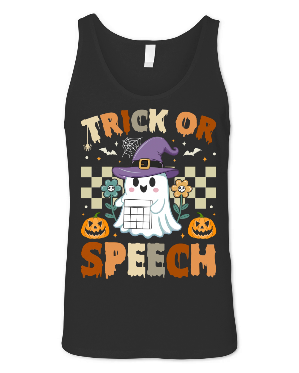 259. trick or speech happy halloween Unisex Jersey Tank