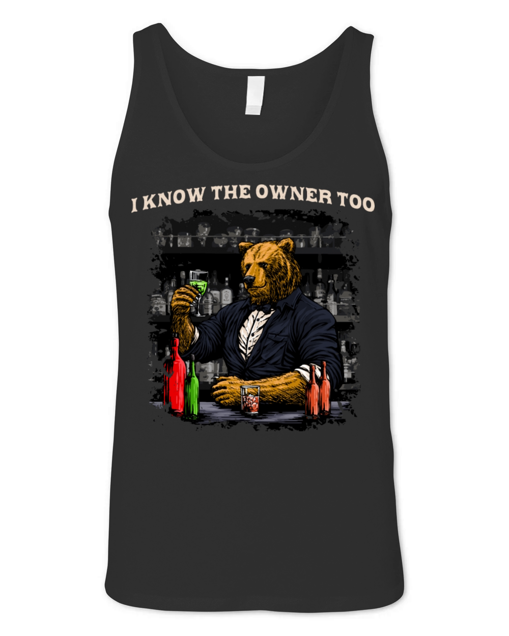 I Know the Owner Too Bartender Funny Bartending Hu Unisex Jersey Tank