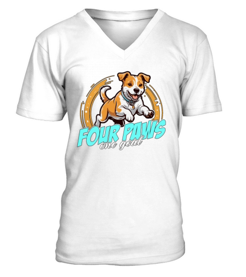 Dog Agility Training Four Paws One Goal Dog Owner V-Neck T-shirt
