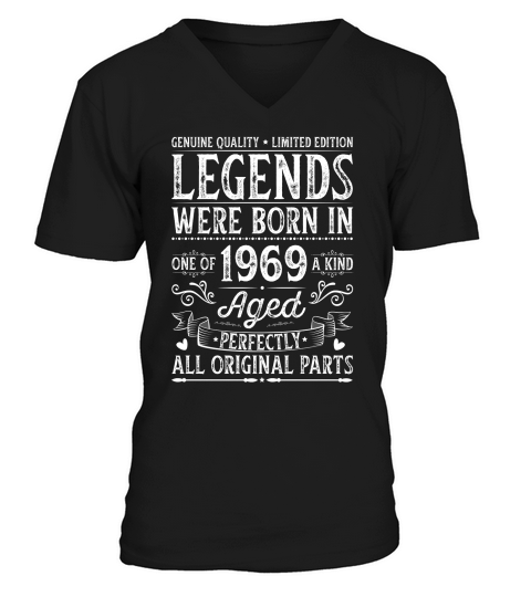Legends Were Born In 1969 Birthday V-Neck T-shirt