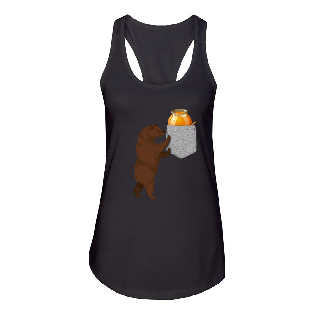 Bear Reaching For Honey Barrel In Your Fake Pocket Women's Racerback Tank