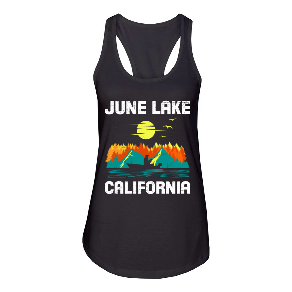 JUNE LAKE CALIFORNIA Fan Vintage Nevada June Women's Racerback Tank
