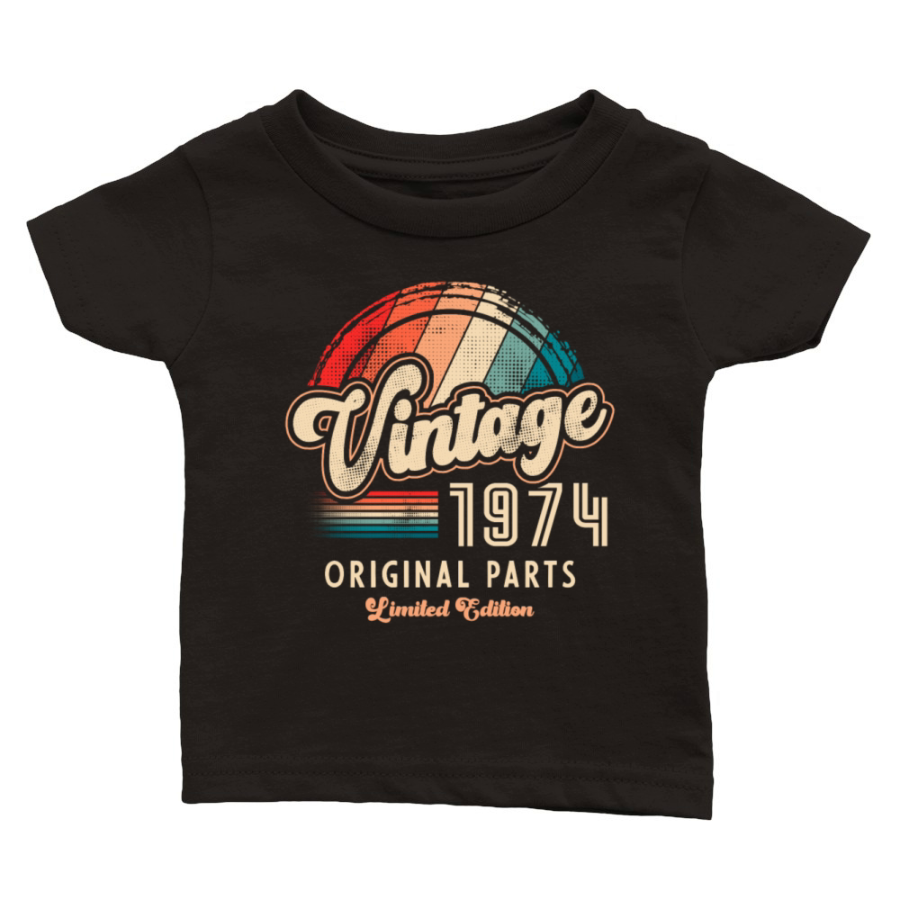 Vintage 1974 Birthday Retro Classic Baby Crewneck T-shirt