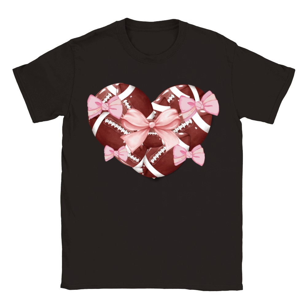 Football game day cute coquette woman bow heart Classic Kids Crewneck T-shirt