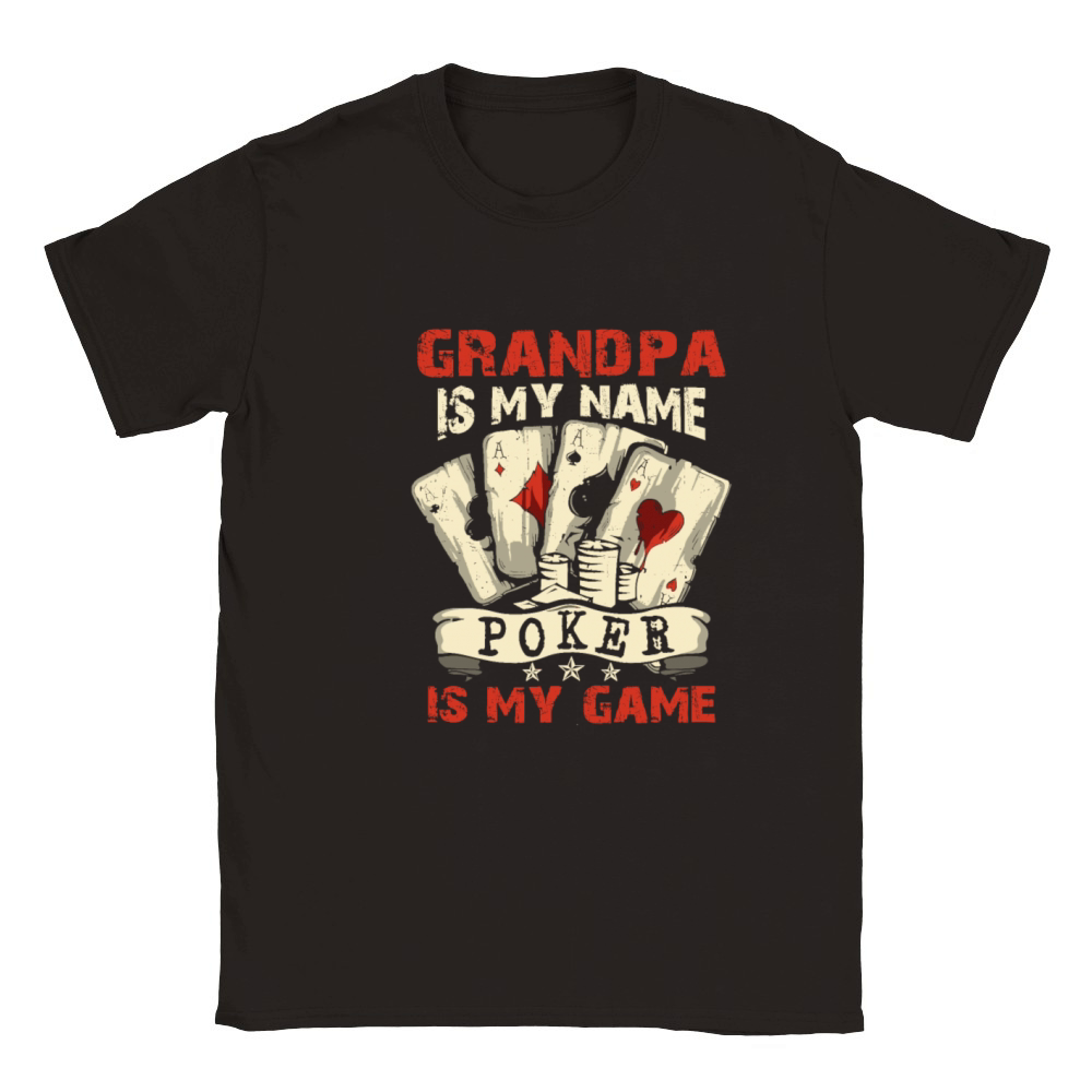 Grandpa Is My Name Poker Is My Game Card Player Classic Kids Crewneck T-shirt