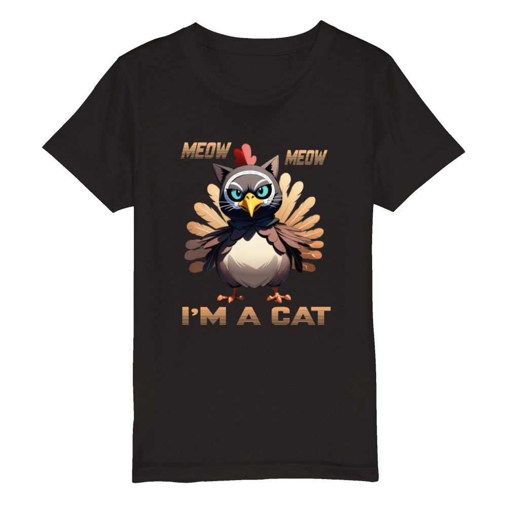 Funny Quote Meow im a cat turkey thanksgiving Organic Kids Crewneck T-shirt