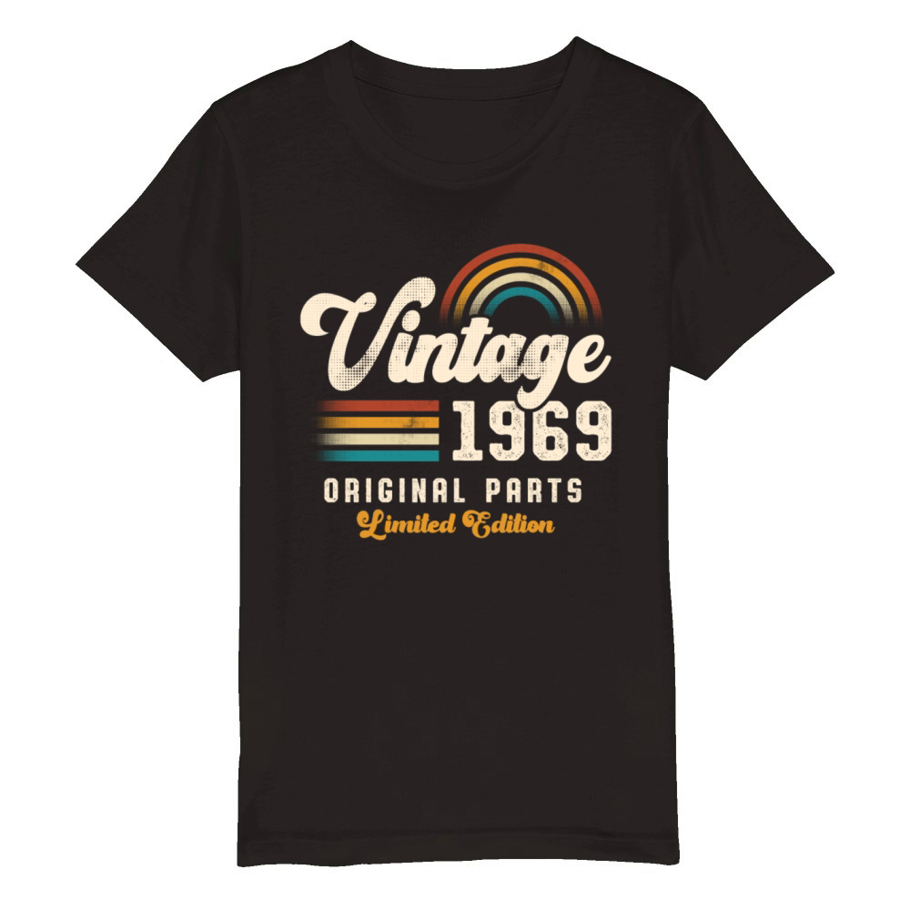 Vintage 1969 Birthday Retro Organic Kids Crewneck T-shirt