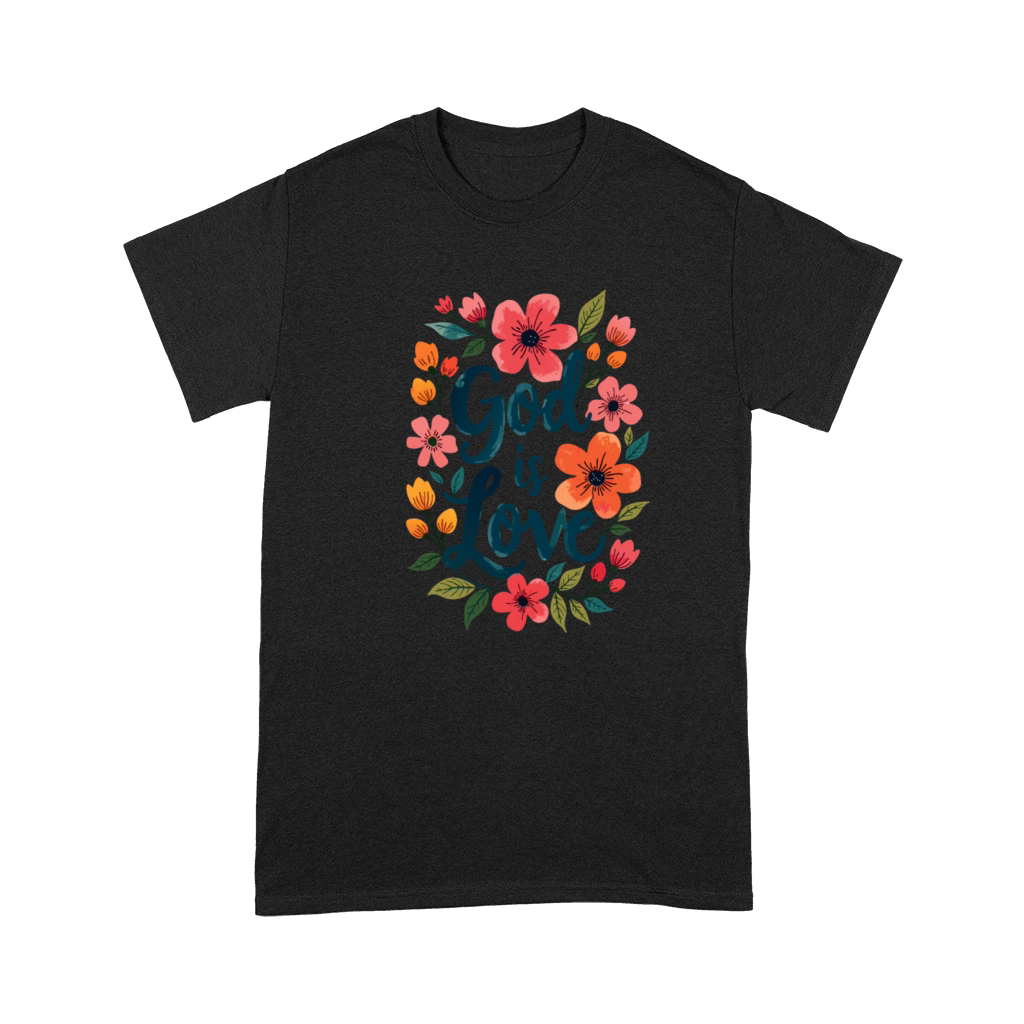 God Is Love Christian Quote Flower Floral Theme Premium T-shirt