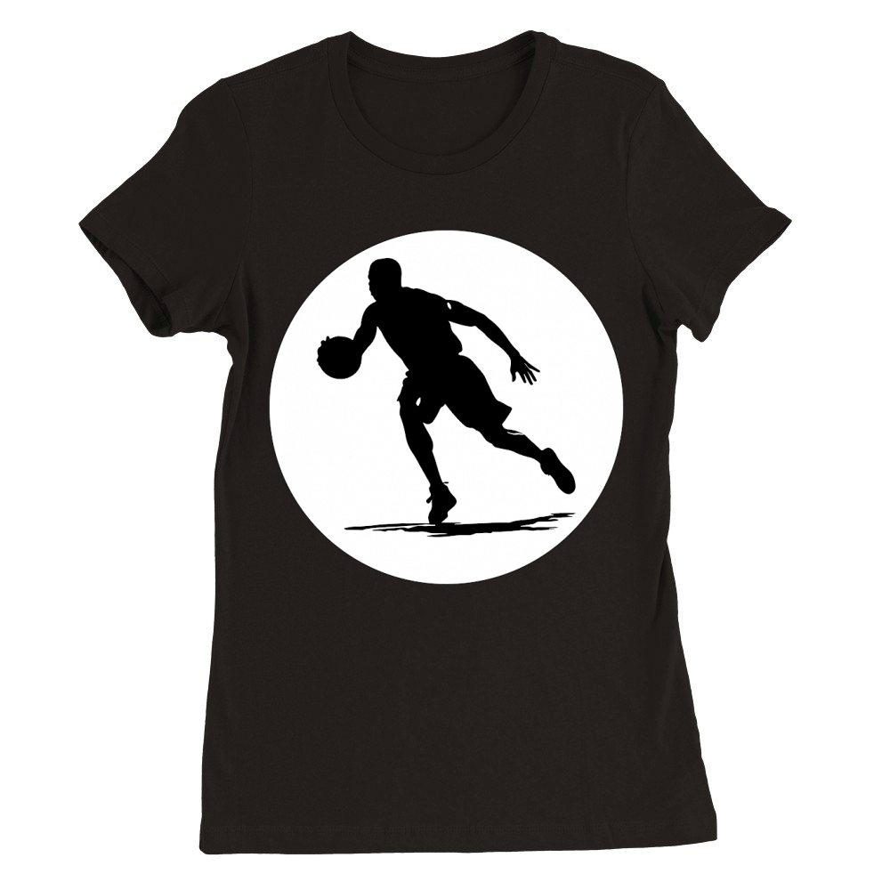 Basketball Player Silhouette (6) Premium Womens Crewneck T-shirt