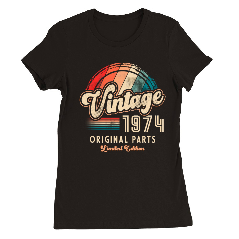 Vintage 1974 Birthday Retro Premium Womens Crewneck T-shirt