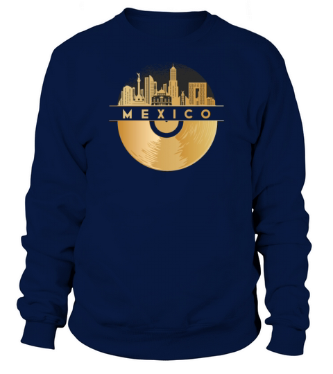Vinyl-Record-Player Disco-Music Skyline-Mexico Sweatshirt Unisex