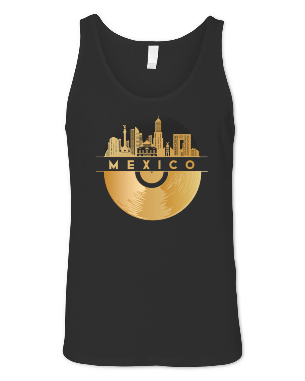 Vinyl-Record-Player Disco-Music Skyline-Mexico Unisex Jersey Tank