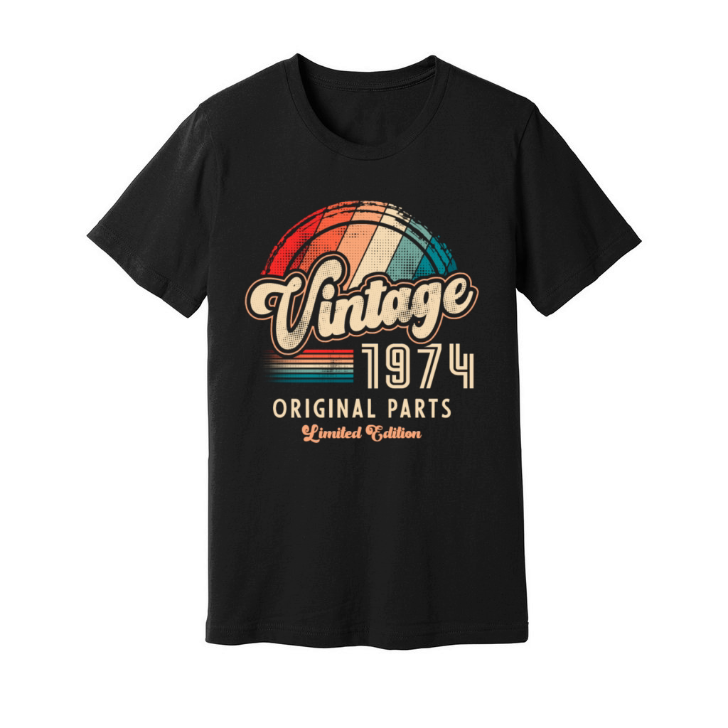 Vintage 1974 Birthday Retro Unisex Jersey Tee
