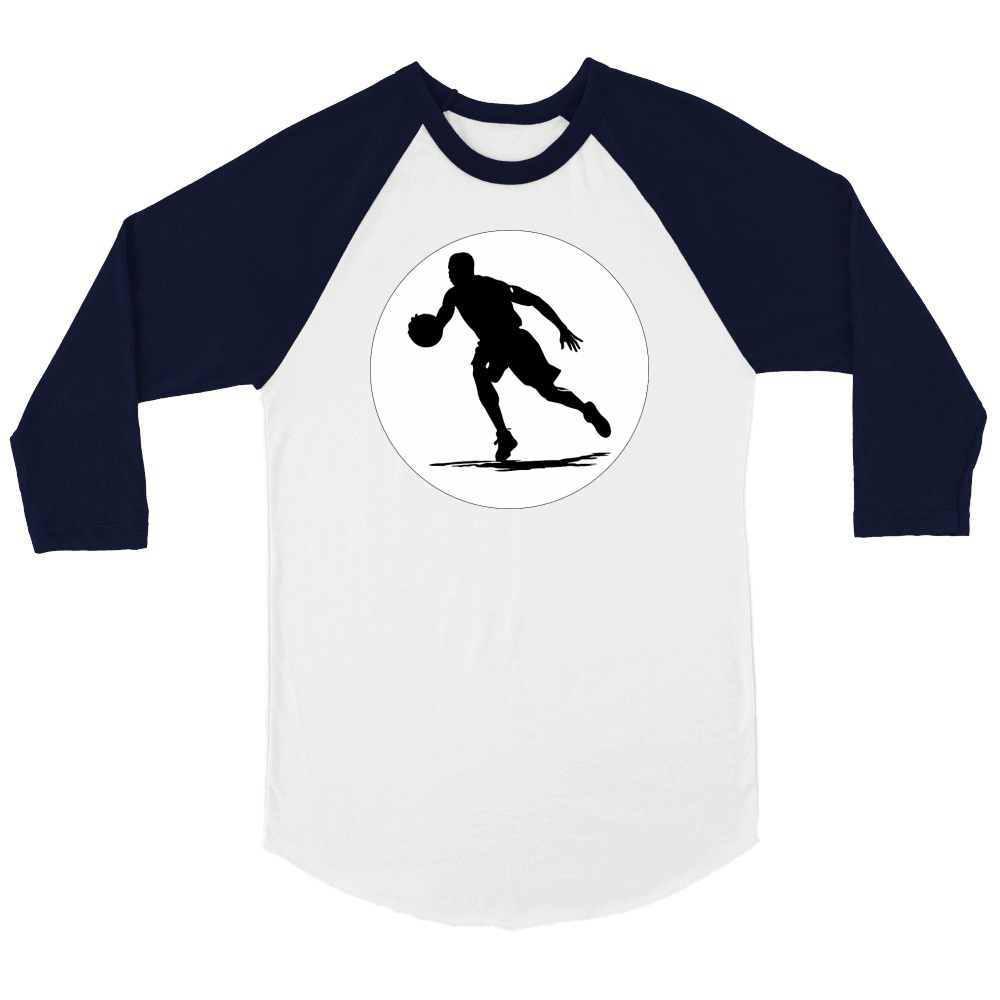 Basketball Player Silhouette (6) Unisex ¾ sleeve Raglan T-shirt