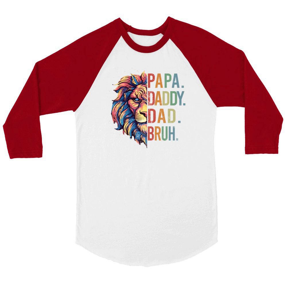 Papa Daddy Dad Bruh Retro Groovy Fathers Day Unisex ¾ sleeve Raglan T-shirt