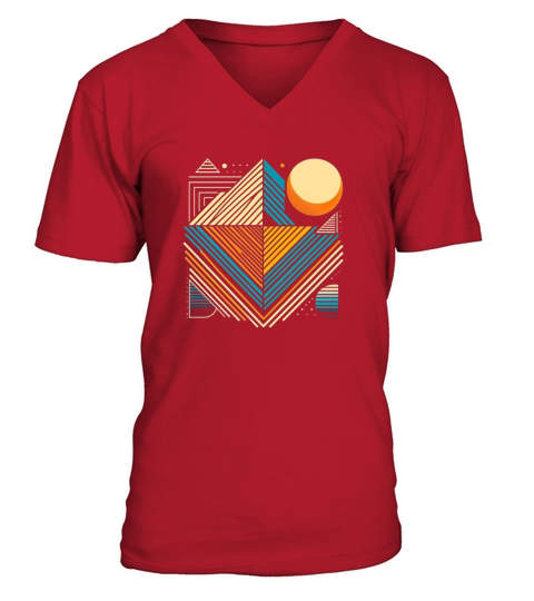 Colorful Geometric Patterns Vintage Vibes V-Neck T-shirt