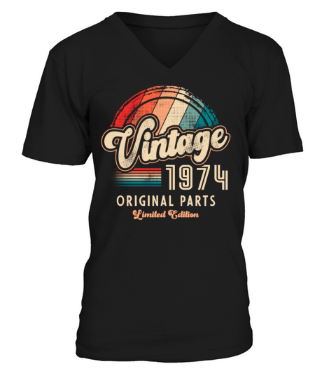 Vintage 1974 Birthday Retro V-Neck T-shirt