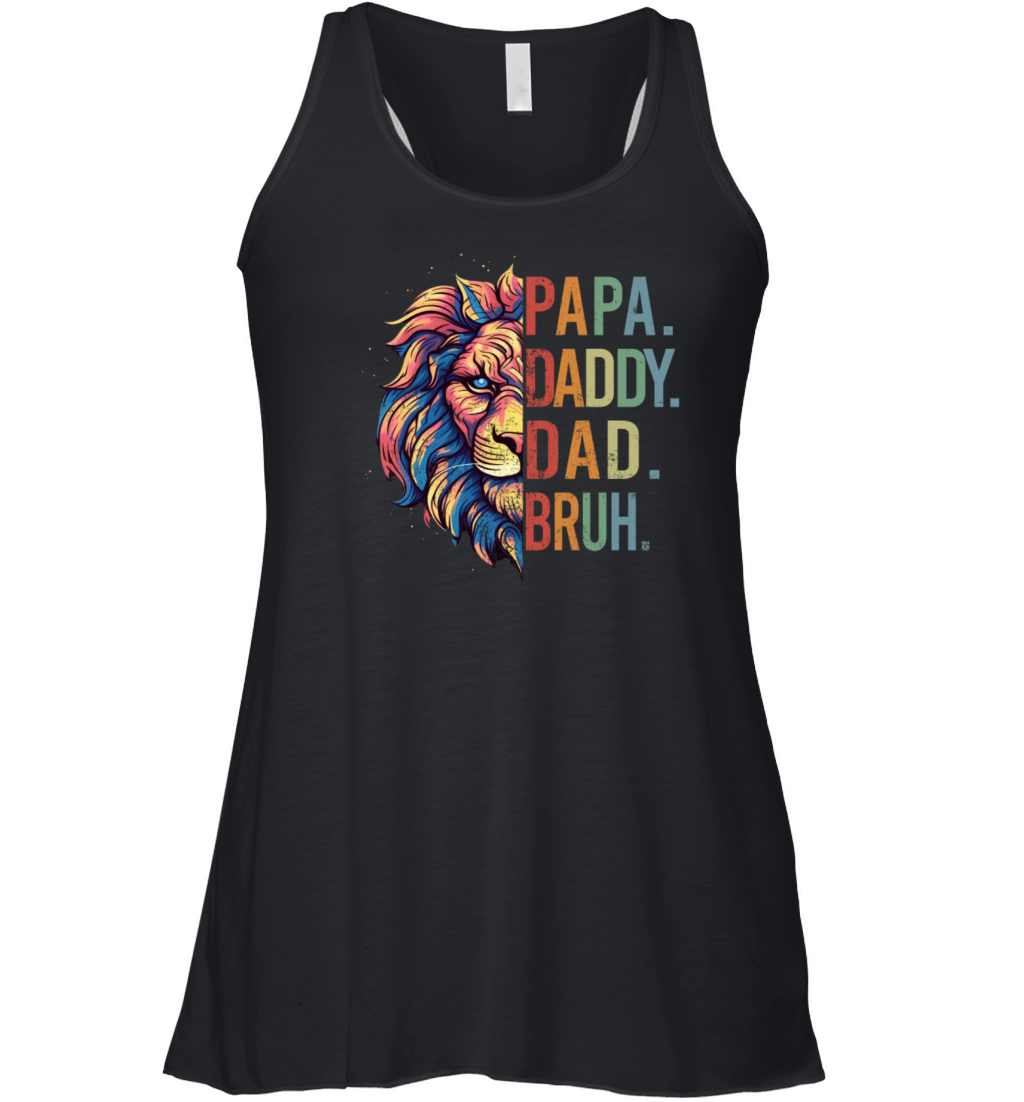 Papa Daddy Dad Bruh Retro Groovy Fathers Day Women's Flowy Tank Top