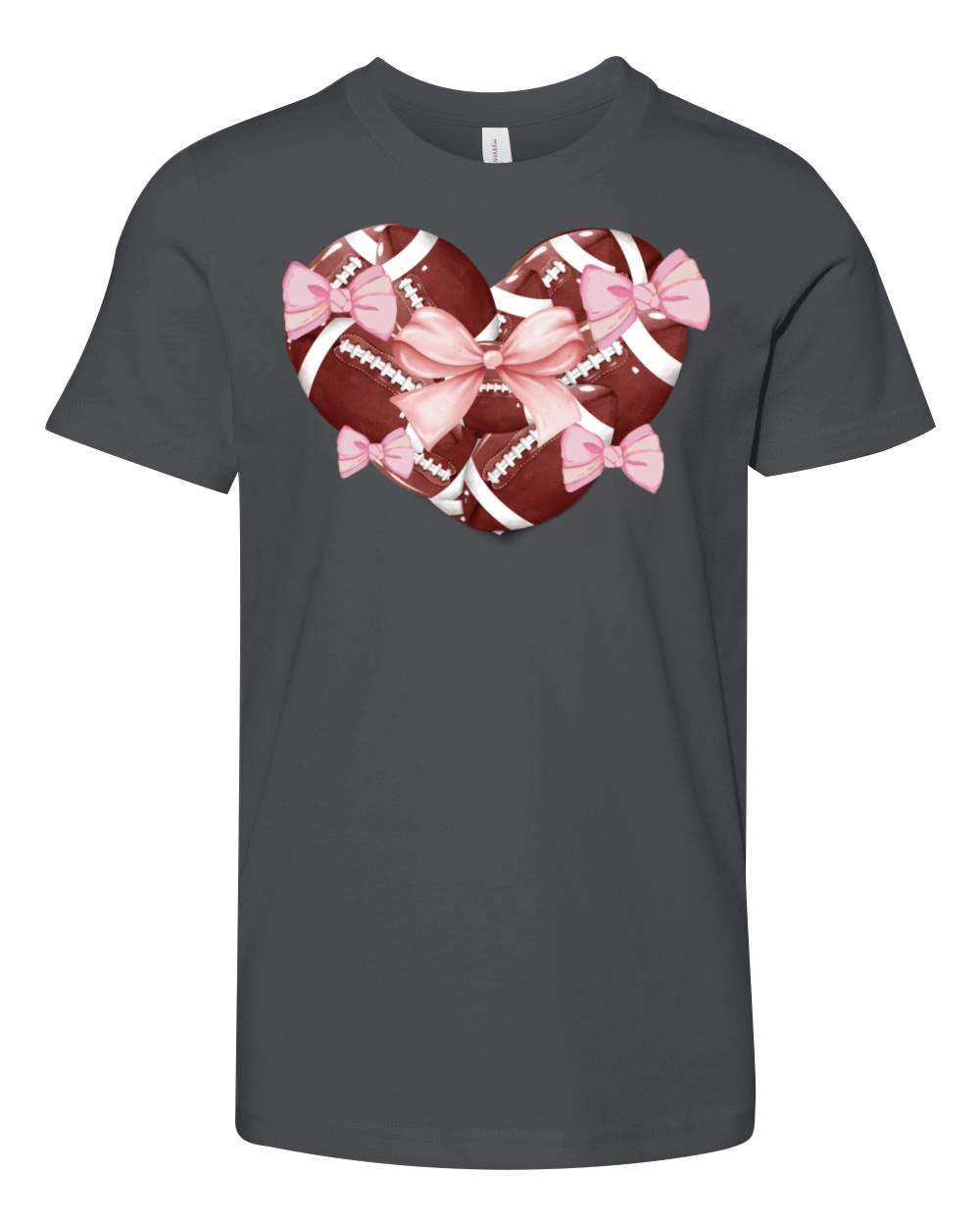 Football game day cute coquette woman bow heart Youth Unisex Jersey Tee