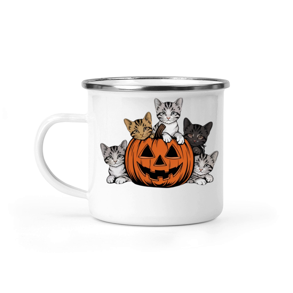 Vintage 90s Cat Halloween Retro Spooky Season Camping Mug