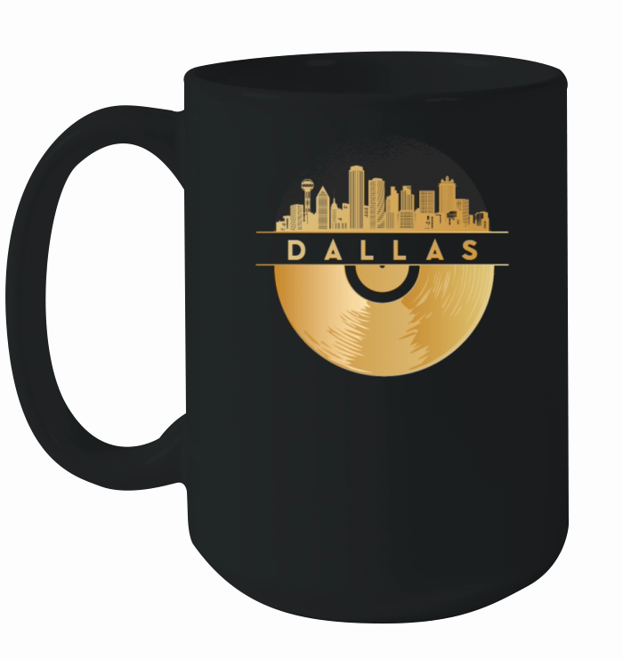 Vinyl-Record-Player Disco-Music Skyline-Dallas Ceramic Mug