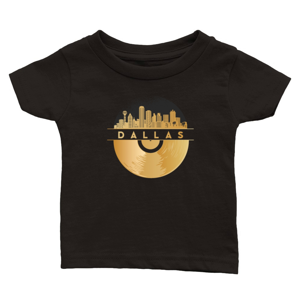 Vinyl-Record-Player Disco-Music Skyline-Dallas Classic Baby Crewneck T-shirt