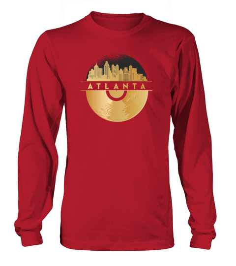 Vinyl-Record-Player Disco-Music Skyline-Atlanta Long sleeved Unisex