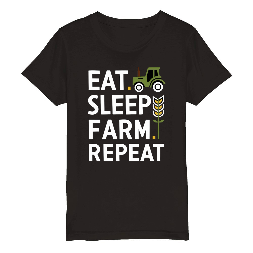 Eat Sleep Farm Repeat t Organic Kids Crewneck T-shirt
