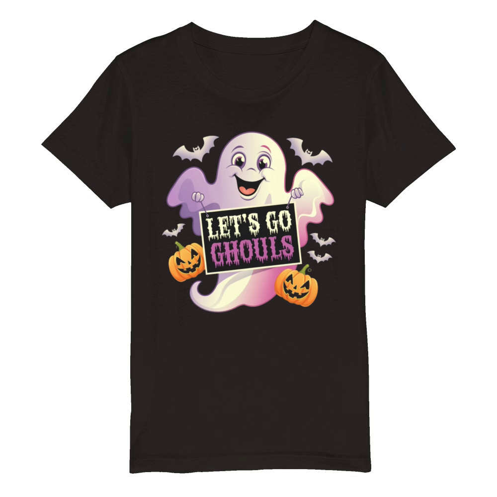 Lets Go Ghouls Fashionably Spooky Halloween Art Organic Kids Crewneck T-shirt