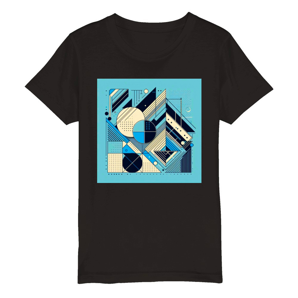 Minimalist Geometric Shapes Retro Style Organic Kids Crewneck T-shirt